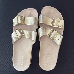 Divided Gold Sandals Double-Strap Glamorous -women’s size 42